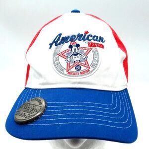Disney Mickey Mouse Hat Bottle Opener Brim American Legend Adjustable Red / Blue